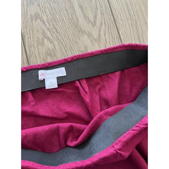 NWT Liz Claiborne Womens Burgundy Midi Skirt XL 55% Linen 45% Rayon - Picture 2 of 7